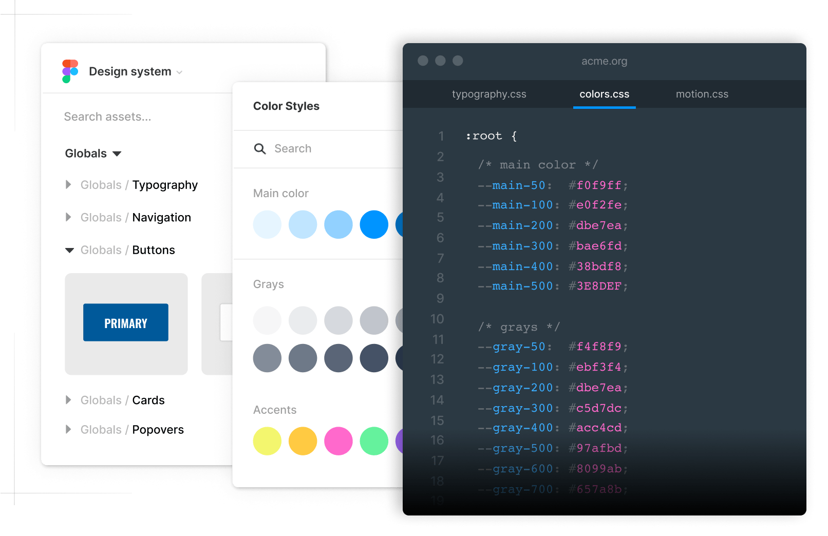 Figma design system converted to CSS