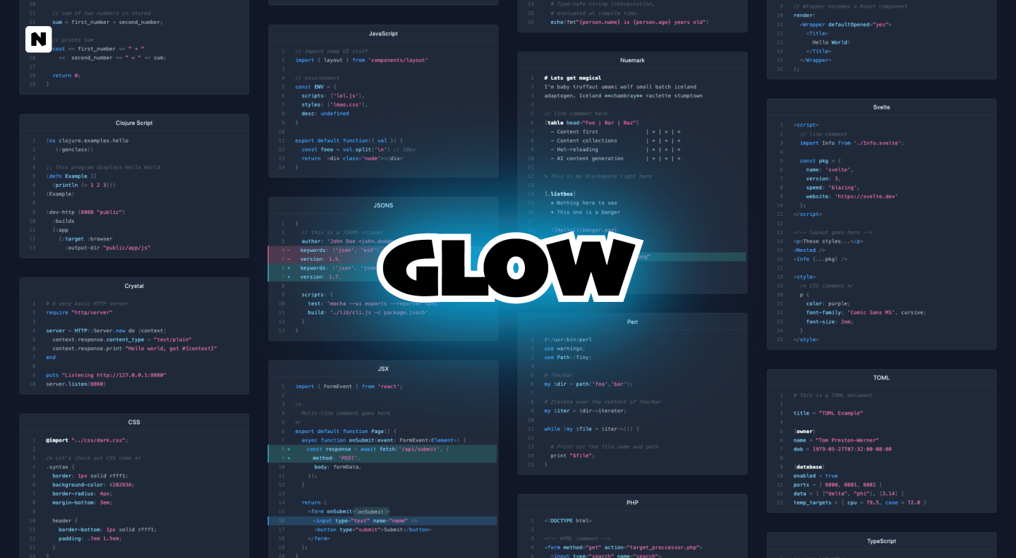 Glow is different: Instead of attempting to understand language internals, Glow focuses solely on aesthetics — and how your code looks. Glow is micr