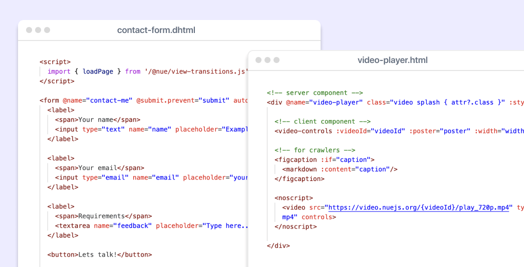 Reactive contact form and an isomorphic video component.